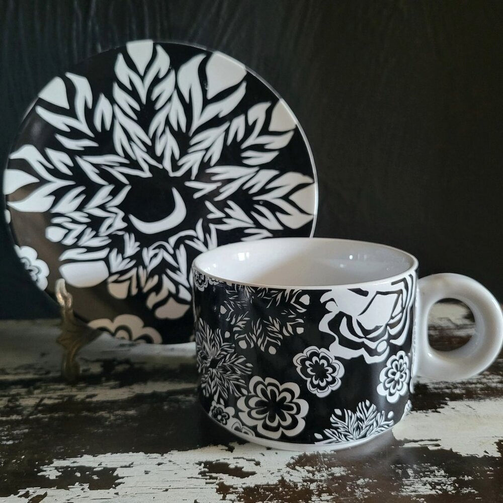 Missoni for Target Espresso Cup and Saucer Black and White Floral Design *Read